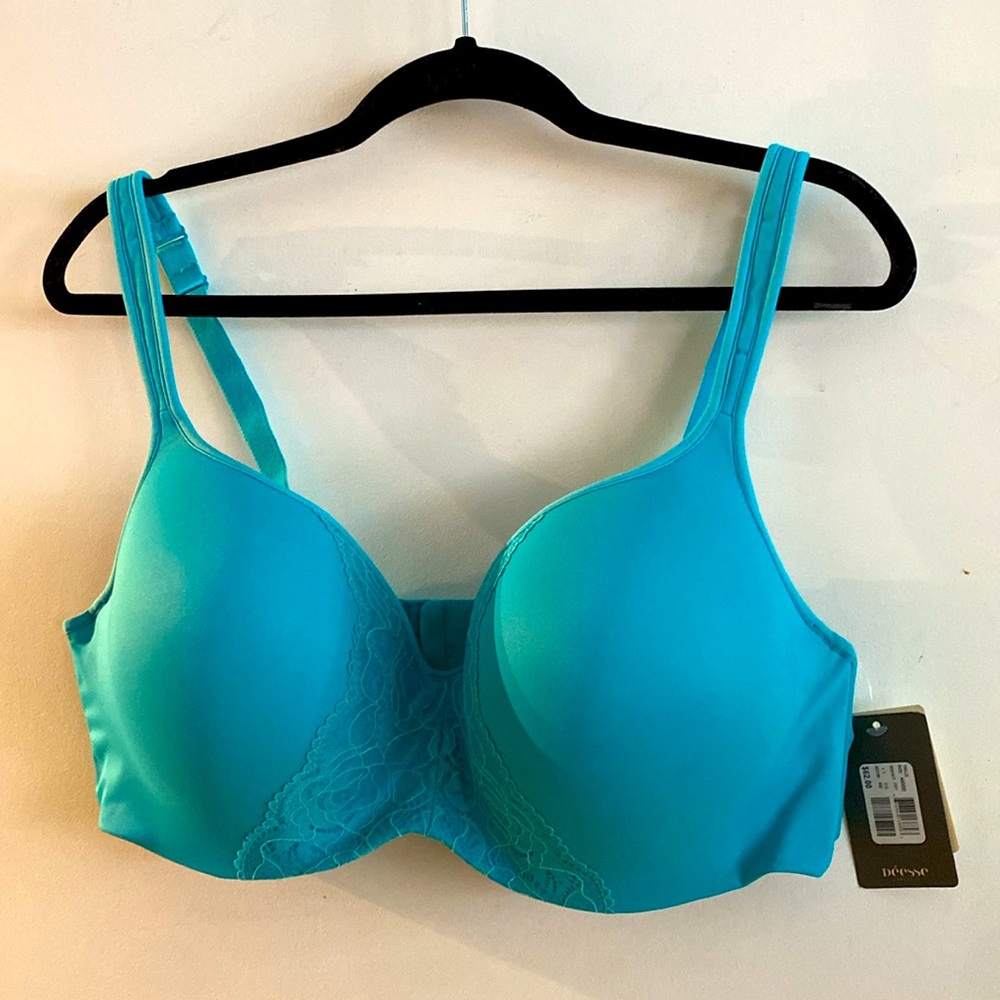 🆕 DEESE Turquoise Bra w/ Lace & Side Boning! Great Support & Shaping-NEW w/Tags